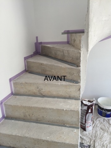 Rénovation d'escalier en béton ciré à Jonquière