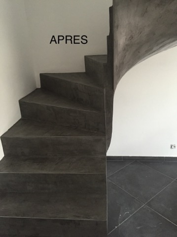 Rénovation d'escalier en béton ciré à Jonquière